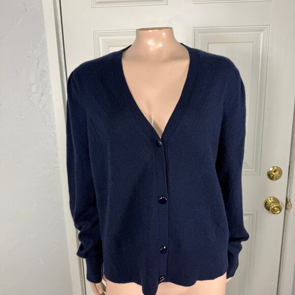 Joie Women's sweater XL Cashmere Cardigan Button Navy Blue Knit Career W3-4 - Picture 1 of 5